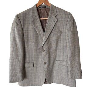 Lauren Ralph Lauren Men Houndstooth Plaid Blazer Lined Silk Blend Sport Coat 46R